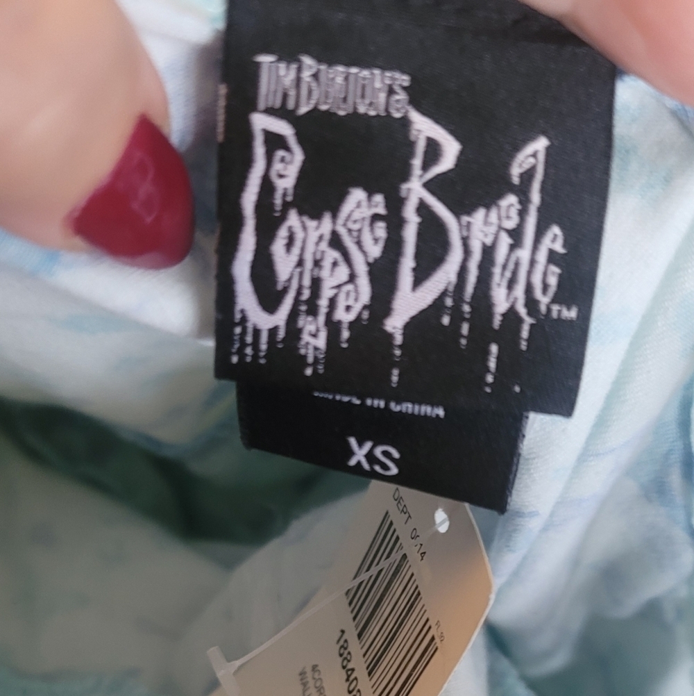Hot Topic Corpse Bride Emily Flowy Lace-Up Cami hi low Dress xs light blue nwt - Picture 4 of 8